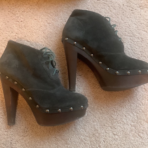 Ladies Colin Stewart lace-up clog graphite leather size 7.5. - Picture 2 of 10